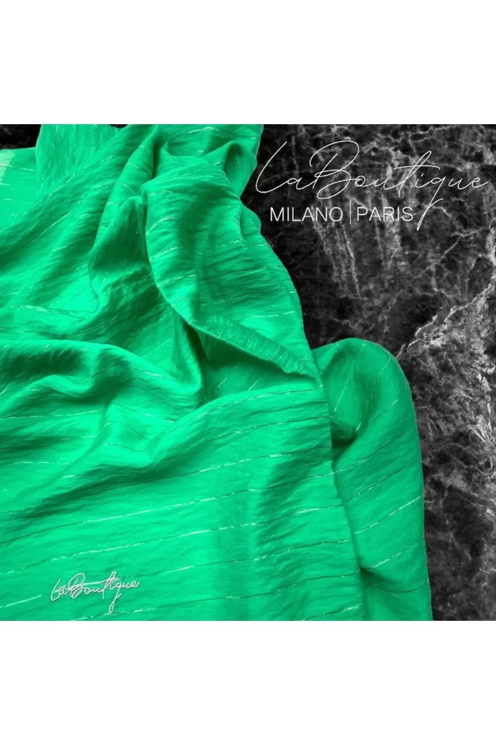 Cupra Silk Glitter Scarf Green
