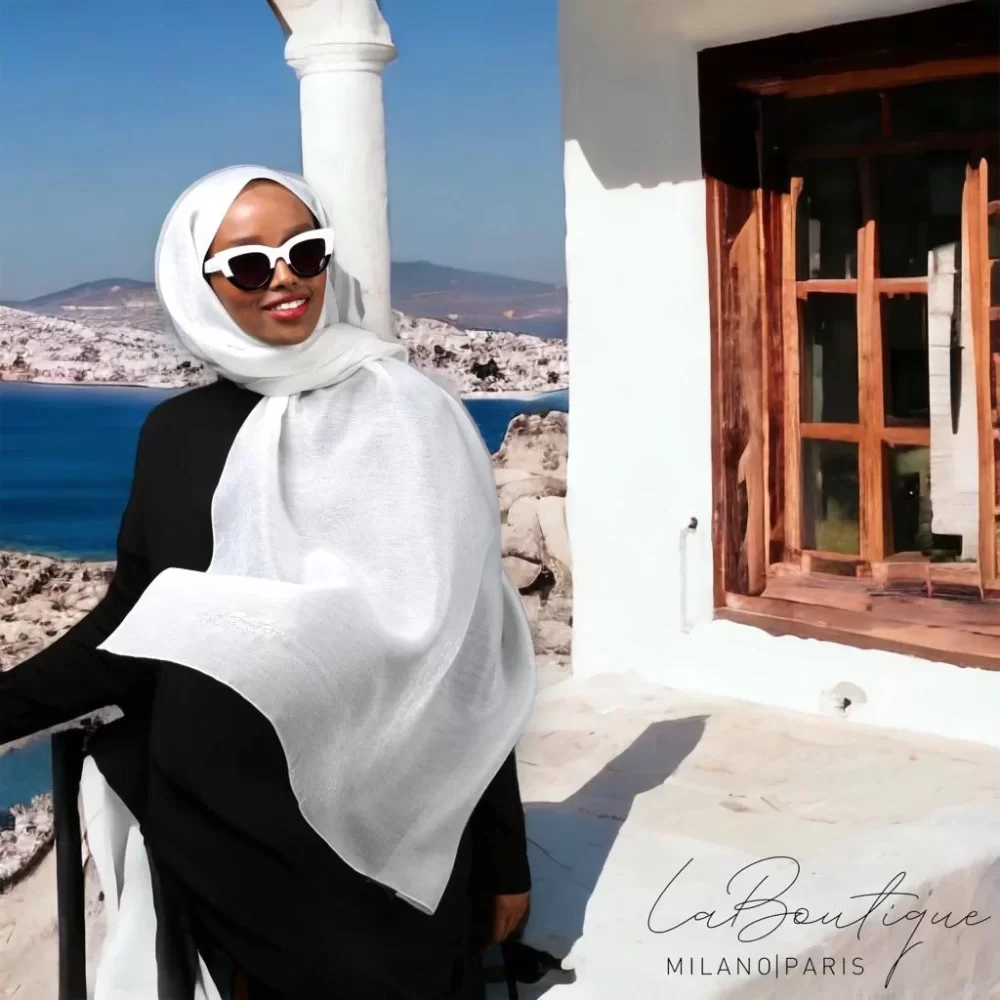 Glitter Shawl - White - 70x190