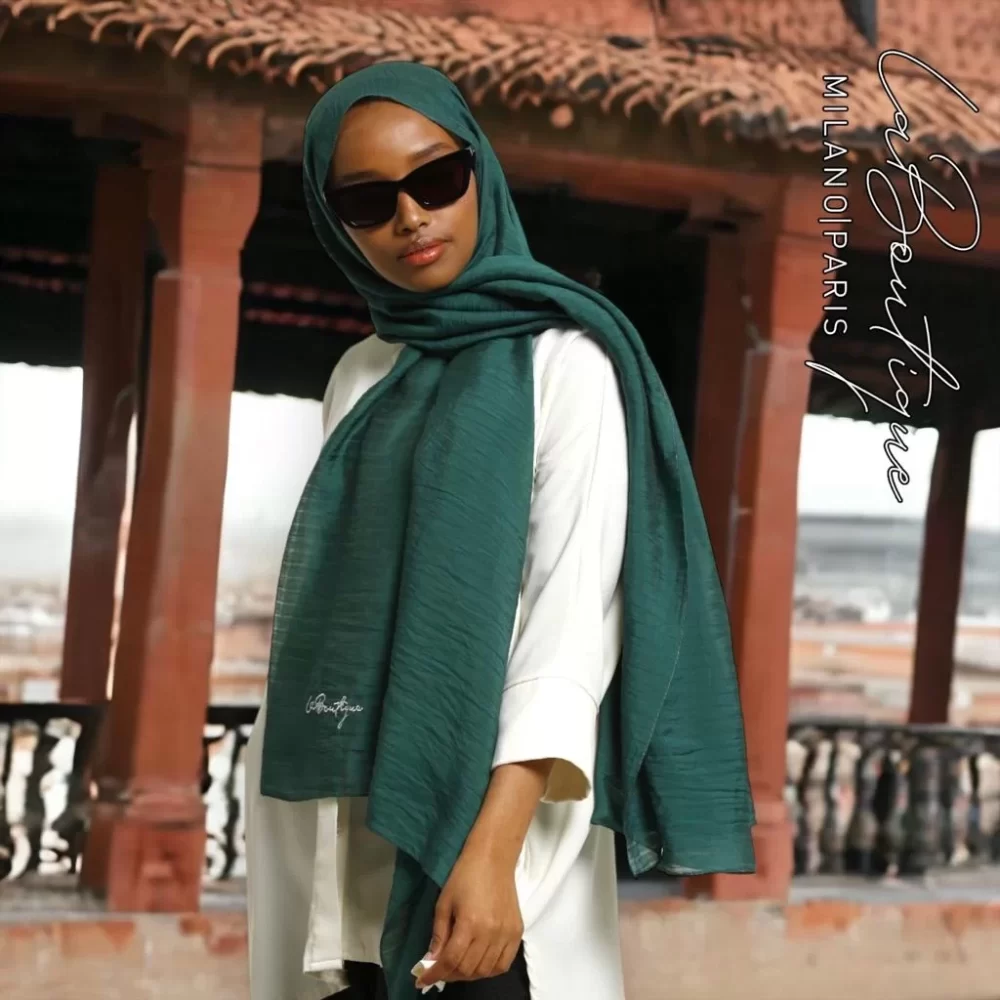 Herbal Planty Scarf - Petrol Green - 70x190