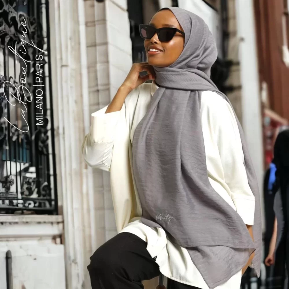 Herbal Planty Scarf - Fog Grey- 70x190