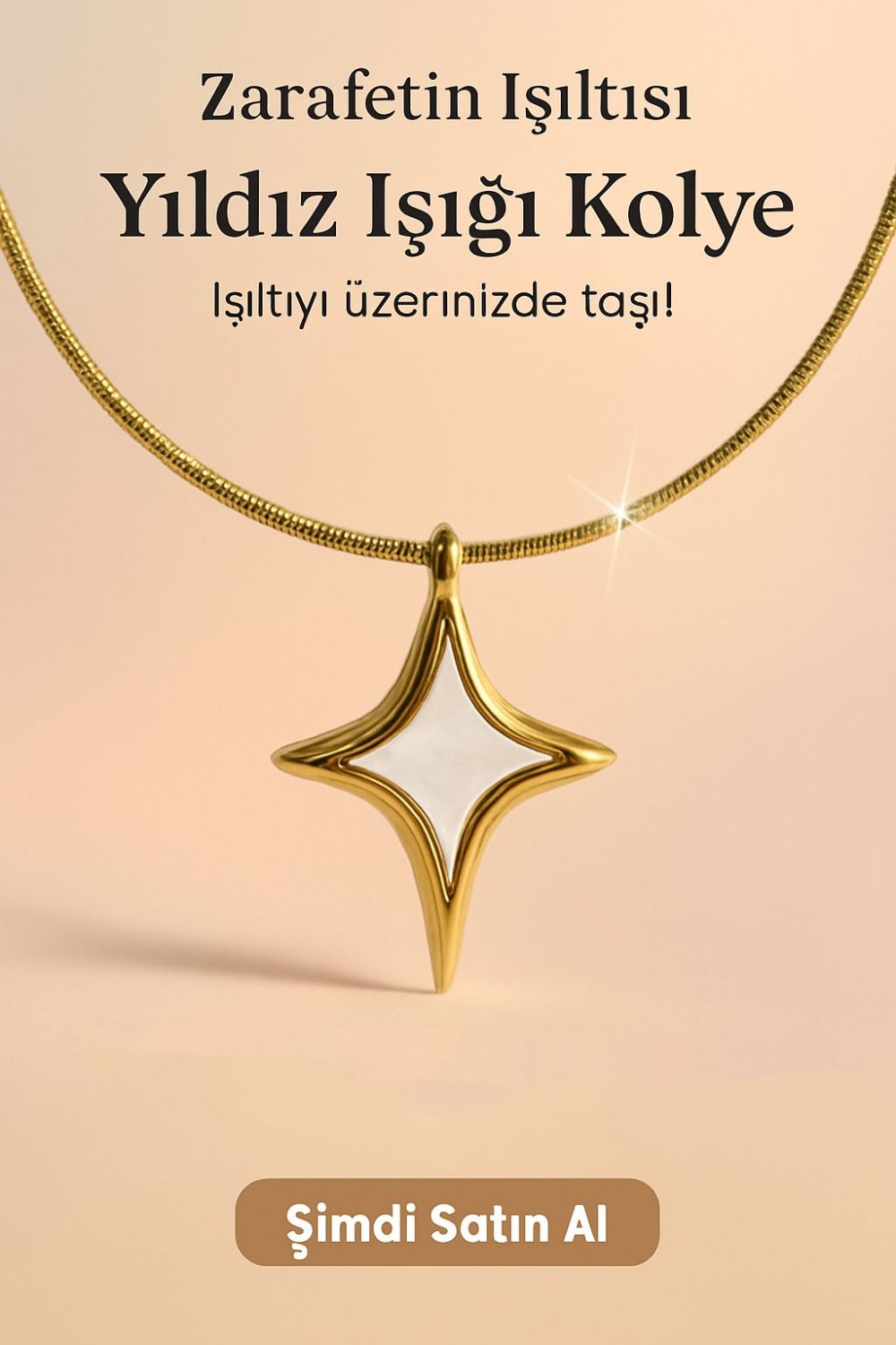 Zirkon Taşlı Gold Kaplama 925 Ayar Gümüş Kolye